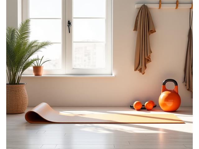 Elegant and minimalist home gym setup in a bright room